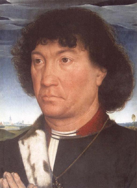 Hans Memling Portrait of a Man at Prayer before a Landscape